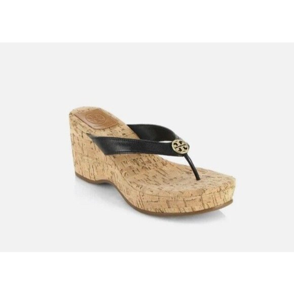 Tory Burch Suzy Cork Wedge Platform Sandals Size 9.5 - Picture 1 of 12